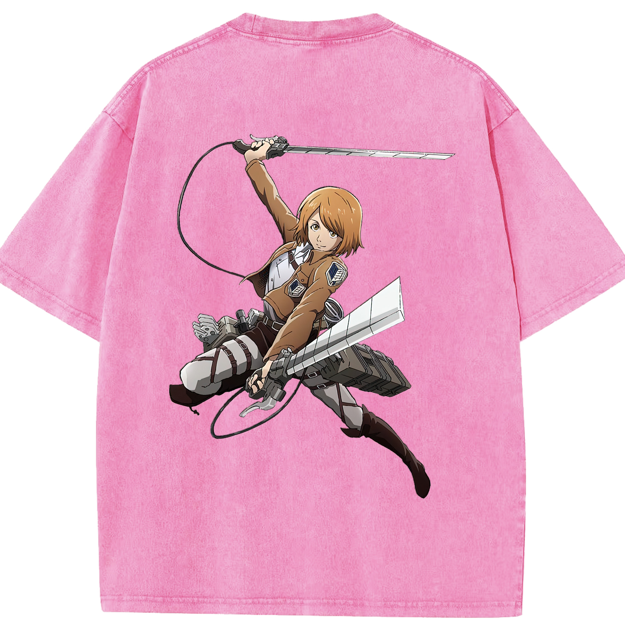 （画像用） 進撃の巨人 ペトラ·ラル Attack on Titan Petra Rall 綿100% ヴィンテージ風 半袖Tシャツ（背面プリント）